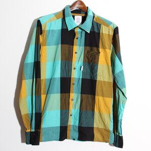 Topo Designs Plaid Snap Button Up Shirt Men's Organic Cotton Size Medium